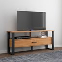 Ver imagem 1 de Rack para Tv até 55" Estilo Industrial 1,40m com Gaveta F41 Pradel Móveis-freijó/preto Fosco