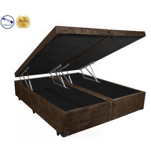 Base Box Baú Queen Bipartido Belos Sonhos Suede Marrom 49x158x198