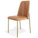 Ver imagem 3 de Cadeira Decorativa Estofada para Sala de Jantar Dourada Bella L02 Couríssimo Whisky - Lyam Decor