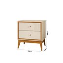 Ver imagem 2 de Mesa de Cabeceira com 2 Gavetas Pés em Madeira Maciça 58cm Arruna