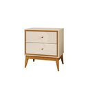 Ver imagem 3 de Mesa de Cabeceira com 2 Gavetas Pés em Madeira Maciça 58cm Arruna