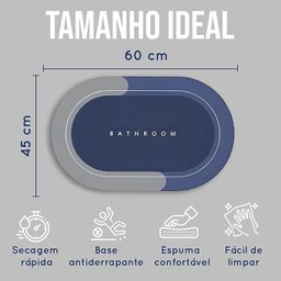 Tapete Absorvente Banheiro Multiuso Antiderrapante Emborrachado Confortavel Adere Chao Piso Seguro R - 11