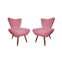 Ver imagem 1 de Kit 2 Poltronas Decorativa Emilia Suede Rosê Pés Madeira Mz Decor