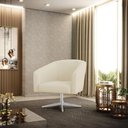 Ver imagem 2 de Poltrona Decorativa Giratória Cromada Stella Cotelê Ext/veludo Off White D03 - D’Rossi