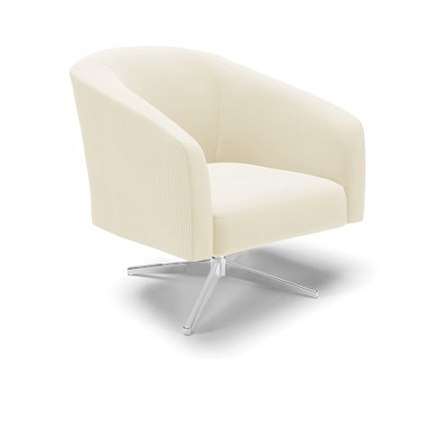 Poltrona Decorativa Giratória Cromada Stella Cotelê Ext/veludo Off White D03 - D’Rossi