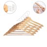 Kit 6 Cabides Madeira Marfim Envernizado Gancho Cromado Cava Organizador Roupas Adulto Calça Vestido - 1