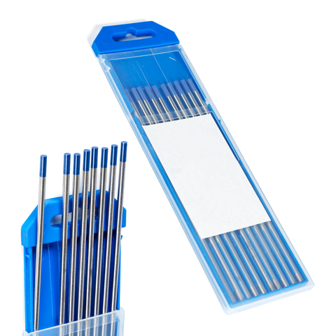 10 Peças Eletrodo Tungstênio 3,25mm Ponta Azul 2% Lantânio Solda Tig Inox
