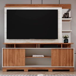 Estante Home Denver 180cm Cinamomo Mel/off White/carrara para Tv até 60” - Mobler - 2
