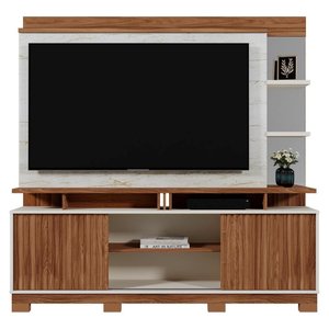 Estante Home Denver 180cm Cinamomo Mel/off White/carrara para Tv até 60” - Mobler
