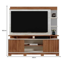 Estante Home Denver 180cm Cinamomo Mel/off White/carrara para Tv até 60” - Mobler - 4