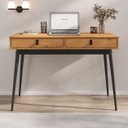 Ver imagem 1 de Mesa de Trabalho Escandinava Retrô 2 Gav Madeira Freijó Preto Wanda Idimex