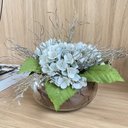 Ver imagem 1 de Arranjo Hortênsia Azul Completo Artificial Centro de Mesa Vaso Incolor