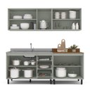 Ver imagem 4 de Cozinha Koya 4 Peças 200x214cm Armários Aéreos Balcões com 3 Gavetas Verde 250028