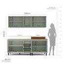 Ver imagem 6 de Cozinha Koya 4 Peças 200x214cm Armários Aéreos Balcões com 3 Gavetas Verde 250028