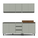 Ver imagem 3 de Cozinha Koya 4 Peças 200x214cm Armários Aéreos Balcões com 3 Gavetas Verde 250028