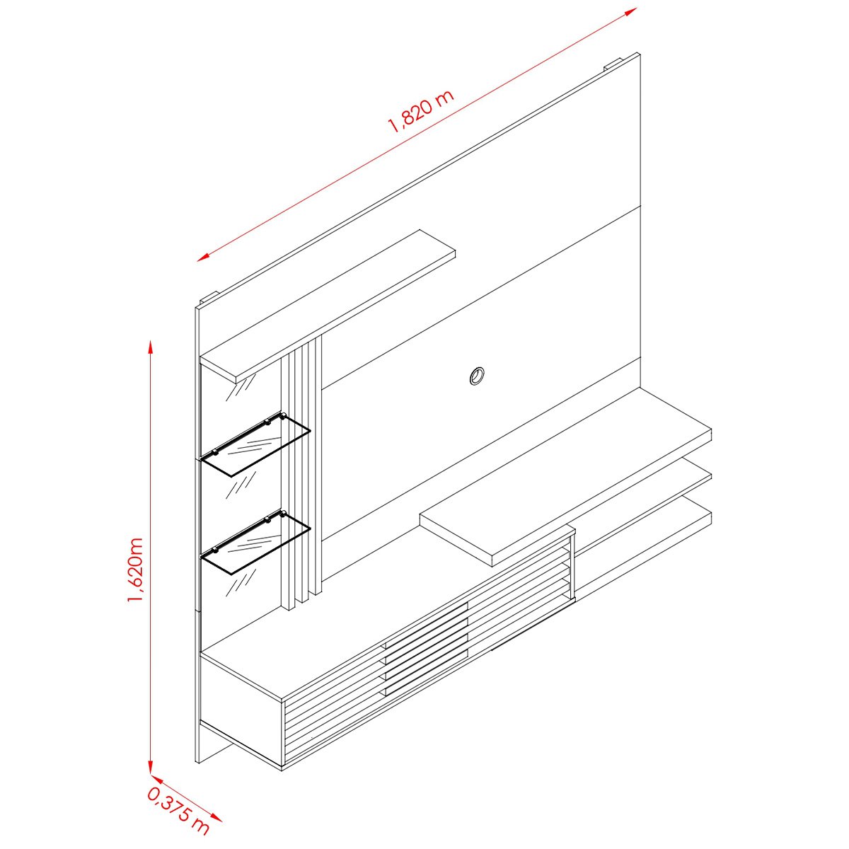 Bancada Suspensa Frizz Supreme Tvs até 55” Fendi Naturale 278133 Madetec - 4