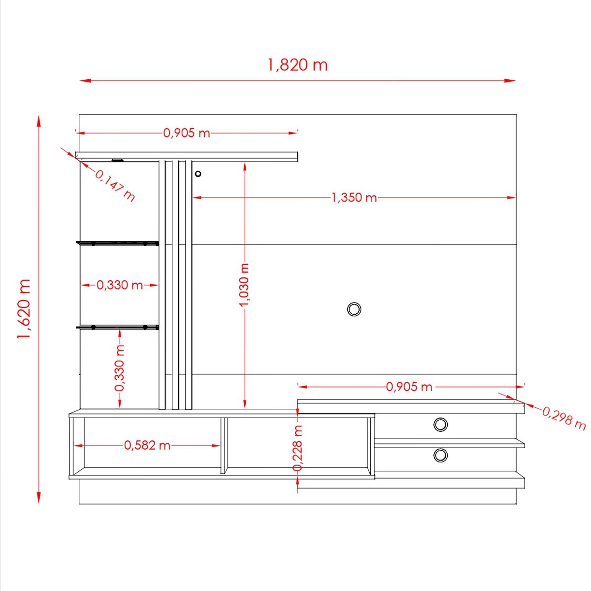 Bancada Suspensa Frizz Supreme Tvs até 55” Fendi Naturale 278133 Madetec - 5