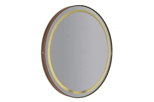 Espelho Iluminado Sole 60 cm - Preto / Caramelo - 1
