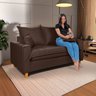 Sofa Living com Bau Multiuso 2 Lugares Suede Pes em Madeira: Marrom - 3