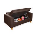 Ver imagem 5 de Sofa Living com Bau Multiuso 2 Lugares Suede Pes em Madeira: Marrom