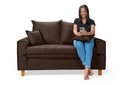 Ver imagem 4 de Sofa Living com Bau Multiuso 2 Lugares Suede Pes em Madeira: Marrom