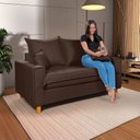 Ver imagem 3 de Sofa Living com Bau Multiuso 2 Lugares Suede Pes em Madeira: Marrom