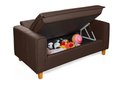Ver imagem 5 de Sofa Living com Bau Multiuso 2 Lugares Suede Pes em Madeira: Marrom
