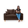 Sofa Living com Bau Multiuso 2 Lugares Suede Pes em Madeira: Marrom - 4