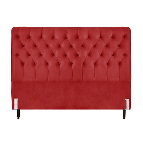 Cabeceira de Cama Box Queen 158 Cm Padua Casavezi Suede Veludo Vermelho