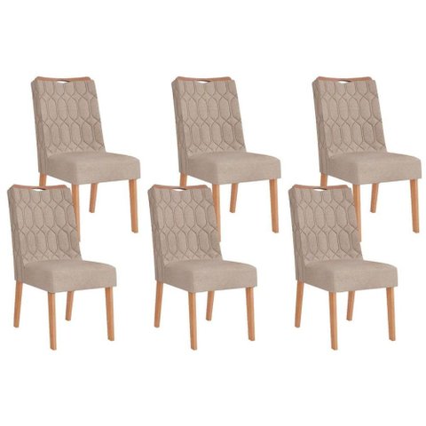Kit 6 Cadeiras Sala Jantar Bia 6 Un Cedro/suede Kraft - Dj Móveis