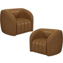 Ver imagem 1 de Kit 02 Poltronas Decorativas Sala De Estar Recepção Fixa Lazio M03 Couríssimo Whisky - Lyam Decor
