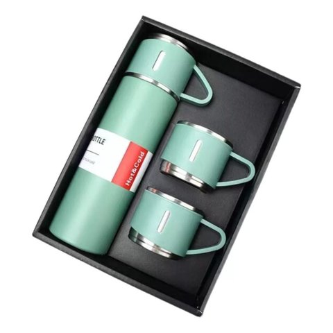 Kit Garrafa Térmica Stanley Vacuum Flask Set Inox 500ml + 3 Xícaras