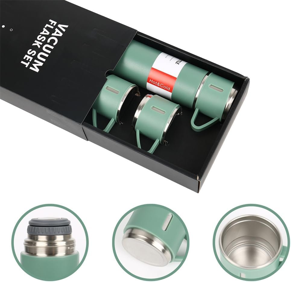 Kit Garrafa Térmica Stanley Vacuum Flask Set Inox 500ml + 3 Xícaras - 11
