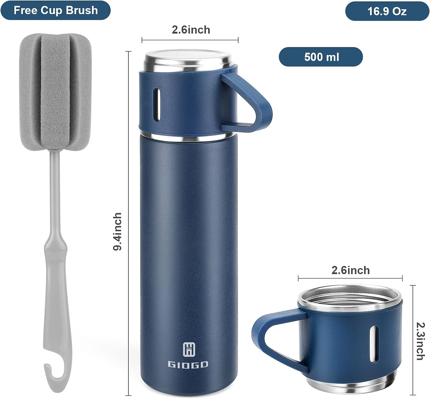 Kit Garrafa Térmica Stanley Vacuum Flask Set Inox 500ml + 3 Xícaras - 8