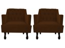 Ver imagem 1 de Kit 2 Poltronas Decorativa Julia Couro Marrom Pés Madeira Ms Decor