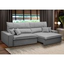 Ver imagem 2 de Sofá Retrátil Reclinável para Sala 3 Lugares 210cm Aisha F04 Veludo Cinza Claro - Lyam Decor