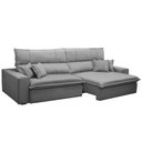 Ver imagem 1 de Sofá Retrátil Reclinável para Sala 3 Lugares 210cm Aisha F04 Veludo Cinza Claro - Lyam Decor