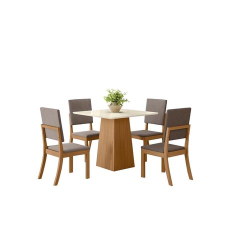 Mesa Jantar Dora 90 4 Cadeiras Milla Marrom - Henn