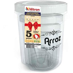 Pote Plástico Conj5 Potes com Rosca e Medidor - 1