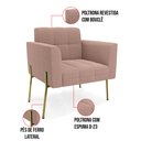 Ver imagem 4 de Namoradeira e 2 Poltronas Pé de Ferro Dourado Elisa Bouclê Rosê D03 - D'Rossi