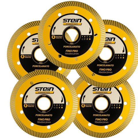 5 Peças Disco Diamantado 110mm Porcelanato Turbo Extra Fino Stein