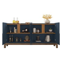 Aparador Buffet Sala Lizz 170cm Azul Cobalto Marrom - 4