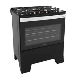 Fogão Mueller 5 Bocas Piacere Vetro Preto Fosco com Mesa de Vidro - 1