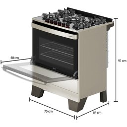 Fogão Mueller 5 Bocas Piacere Vetro Inox com Mesa de Vidro - 2