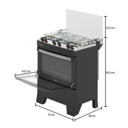 Fogão Mueller 5 Bocas Piacere Preto Fosco - 7
