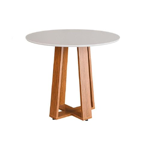 Mesa Sala de Jantar Athenas Redonda 1,03m Madeirado/off White Dobuê Madeirado/off White