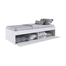 Cama para Solteiro com Quatro Portas Embaixo Branco Lilies Móveis - 3