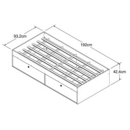 Cama para Solteiro com Quatro Portas Embaixo Branco Lilies Móveis - 4