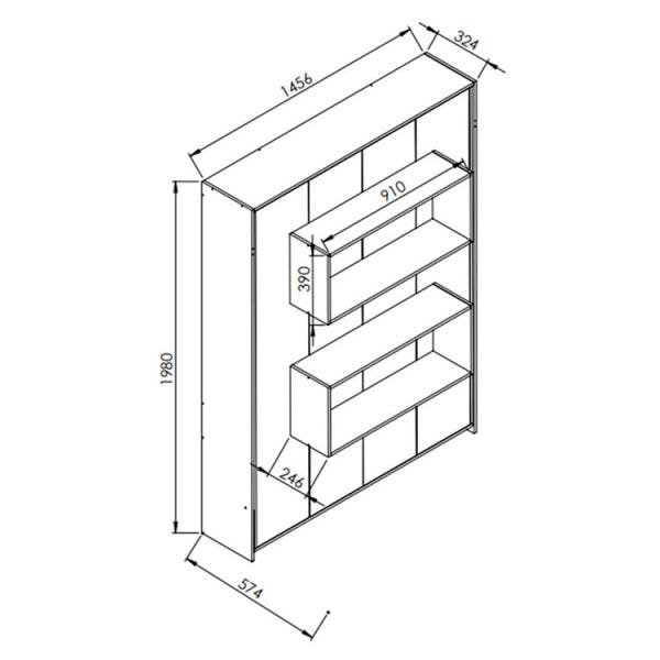 Cama de Casal Articulável Vertical com 2 Nichos Art in Móveis - 5