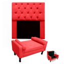 Ver imagem 1 de Kit Cabeceira Mirage + Calçadeira Baú Felix Solteiro 90cm Suede - Ecotec Decor:Vermelho
